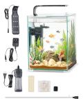 VEVOR Fish Tank Aquarium, 5 Gallon Square Ultra-Clear Glass Starter Smart Tank Adjustable 3 Color Lighting, Self Cleaning System Fishbowl for Freshwater & Saltwater Fish Home, Office, or Pet Use