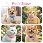 Guduling 3pcs Puppy Collar and Leash Set with Bell, Adjustable Collar and Leash for Small Dogs, Paw Print Collars for Puppy Small Dogs & Tiny Kitten (Purple, Pink, Blue)