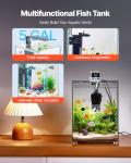 VEVOR Fish Tank Aquarium, 5 Gallon Square Ultra-Clear Glass Starter Smart Tank Adjustable 3 Color Lighting, Self Cleaning System Fishbowl for Freshwater & Saltwater Fish Home, Office, or Pet Use