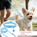 Guduling 3pcs Puppy Collar and Leash Set with Bell, Adjustable Collar and Leash for Small Dogs, Paw Print Collars for Puppy Small Dogs & Tiny Kitten (Purple, Pink, Blue)