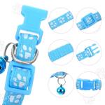 Guduling 3pcs Puppy Collar and Leash Set with Bell, Adjustable Collar and Leash for Small Dogs, Paw Print Collars for Puppy Small Dogs & Tiny Kitten (Purple, Pink, Blue)