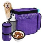 CLAWIST Dog Travel Bag with Treat Pouch, Airline Approved Dog Bags for Traveling, 2 Dog Food Travel Container, 2 Travel Bowls, Weekend Dog Travel Bag for Supplies, Dog Travel Kit Accessories