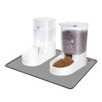 Marchul Dog Feeder and Water Dispenser, Automatic Gravity Dog Food Dispenser, Pet Food Dispenser Set for Small Medium Dogs Puppy Kitten (1 Gallon / 3.8L with Silicone Mat)