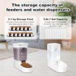 Marchul Dog Feeder and Water Dispenser, Automatic Gravity Dog Food Dispenser, Pet Food Dispenser Set for Small Medium Dogs Puppy Kitten (1 Gallon / 3.8L with Silicone Mat)