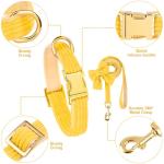 RoseYouth Dog Collar and Leash Set with Bowtie, Girl Dog Collars Metal Buckle Adjustable for Small Medium Dogs (Yellow, M: Neck 13"-22" Leash 5 FT)