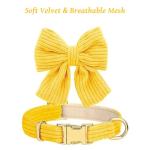RoseYouth Dog Collar and Leash Set with Bowtie, Girl Dog Collars Metal Buckle Adjustable for Small Medium Dogs (Yellow, M: Neck 13"-22" Leash 5 FT)