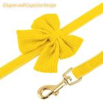 RoseYouth Dog Collar and Leash Set with Bowtie, Girl Dog Collars Metal Buckle Adjustable for Small Medium Dogs (Yellow, M: Neck 13"-22" Leash 5 FT)