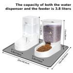 Marchul Dog Feeder and Water Dispenser, Automatic Gravity Dog Food Dispenser, Pet Food Dispenser Set for Small Medium Dogs Puppy Kitten (1 Gallon / 3.8L with Silicone Mat)