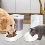 Marchul Dog Feeder and Water Dispenser, Automatic Gravity Dog Food Dispenser, Pet Food Dispenser Set for Small Medium Dogs Puppy Kitten (1 Gallon / 3.8L with Silicone Mat)