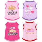 4 Pieces Dog Clothes for Small Dogs Girl Chihuahua Clothes Cute Pink Puppy Shirts Soft Shih Tzu Clothe Teacup Dog Costume Pet Cat Outfit Clothing for Xs