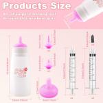 Xuanda Kitten Bottle Feeding kit with Feeding Nipple and Syringe, Soft Silicone Nursing Pet Feeding Bottle, Ventilation Valve Resistant Tearing for Small Puppies, Kittens, Rabbit (L Nipple-Pink)