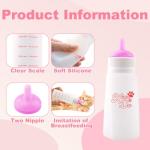 Xuanda Kitten Bottle Feeding kit with Feeding Nipple and Syringe, Soft Silicone Nursing Pet Feeding Bottle, Ventilation Valve Resistant Tearing for Small Puppies, Kittens, Rabbit (L Nipple-Pink)