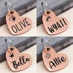 Ultra Joys Dog ID Tag, Custom Dog Tag Personalized Cat Tag, Pet ID Tag, Brushed Stainless Steel Heart Cat Tags Pet Tags Rose Gold Small