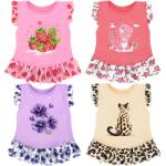 XPUDAC 4 Pack Dog Dresses Cute Printed Puppy Clothes for Small Dogs Girl Chihuahua Doggie Outfits Tank Top Vest Dresses Cat Apparel，X-Small(Chest-13.2")