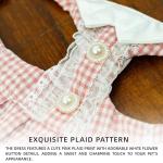 SMOLKITH Fancy Rat Clothes, Pet Rat Adjustable Pink Plaid Button Up Dress with Leash, Small Animal Apparel for Walking, Fits Guinea Pigs，Chinchillas，Meerkats，Rabbits and More- Size M