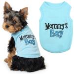 Parisian Pet Dog Shirt for Mother's Day – 100% Cotton Shirts for Large Dogs – Blue Sleeveless Puppy Clothes – Lightweight and Breathable Dog Apparel – Boy Dogs Clothes - Stretchy Mommy’s Boy Pet Shirt