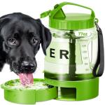 SwSun Dog Water Bottle Travel Bowl - 77oz Large Portable Dog Water Bowls Dispenser for Camping Essentials Hiking Traveling Beach Car Park Accessories, Leak Proof Pet Drinking Bottle Dispenser, Green