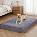 WAYIMPRESS Waterproof Large Dog Bed - XL Dog Bed for Crate, Washable Crate Bed with Orthopedic Pet Mat with Egg Crate Foam, Anti-Slip, Reversible & Washable Cover, 41" x 27", Gray