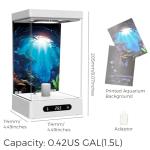 Small Shrimp Tank, 0.42 Gal Mini Fish Tank, Smart Automatic Heating, Easy Water Change Valve, and Energy-Efficient LED Lighting - Perfect for Office, Home, and Bedrooms, Single Betta Fish Only