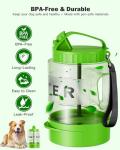 SwSun Dog Water Bottle Travel Bowl - 77oz Large Portable Dog Water Bowls Dispenser for Camping Essentials Hiking Traveling Beach Car Park Accessories, Leak Proof Pet Drinking Bottle Dispenser, Green