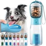 MoonyMars Portable Water Bottle for Dogs, 3 in 1 Pet Travel Bowl Dispenser with Food Treat Container & Poop Bag Holder, Summer Outdoor Walking Hiking Accessories for Large Dog On The Go - Blue, 20oz