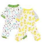 Scheppend 2-Pack Pet Clothes Puppy Cute Pajamas Dogs Cotton Rompers Cats Jumpsuits Cosy Apparel Dog Shirt Small Canine Costumes, Duck & Fish XS