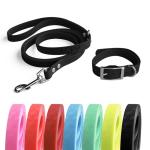 XCPP 4.2FT Dog Collar and Leash Set, PVC Waterproof Adjustable Odor Proof Pet Collars Leashes, Easy to Clean, Surface 3D Cube Effect, Dog Leash for Small Dogs, Black