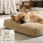 Dog Beds Large Sized Dog, Flat Pet Beds with Removable Washable Cover, Pet Mat Cute Pet Crate Bed Thick Shredded Chopped Crate Foam & Anti Slip Bottom for Indoor, 35"x23"x4" Beige