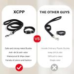 XCPP 4.2FT Dog Collar and Leash Set, PVC Waterproof Adjustable Odor Proof Pet Collars Leashes, Easy to Clean, Surface 3D Cube Effect, Dog Leash for Small Dogs, Black