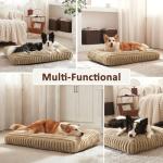 Dog Beds Large Sized Dog, Flat Pet Beds with Removable Washable Cover, Pet Mat Cute Pet Crate Bed Thick Shredded Chopped Crate Foam & Anti Slip Bottom for Indoor, 35"x23"x4" Beige