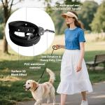 XCPP 4.2FT Dog Collar and Leash Set, PVC Waterproof Adjustable Odor Proof Pet Collars Leashes, Easy to Clean, Surface 3D Cube Effect, Dog Leash for Small Dogs, Black