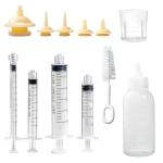 Newborn Pet Feeding Kit, 100ml Small Animal Nursing Bottle with BPA-Free Nipple, Oral Syringe, Measuring Cup & Cleaning Brush for Kittens, Puppies, Rabbits, Squirrels | Safe Hygienic Milk Feeder Set