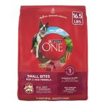 Purina ONE Small Bites Beef and Rice Formula Small High Protein Dry Dog Food Natural With Added Vitamins, Minerals and Nutrients - 16.5 lb. Bag