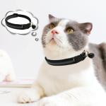 Black XXS Dog Collar with Bell Leash Set, Reflective Cat Collars Puppy Collar Nylon Soft Adjustable for XS Extra Small Tiny Boy Girl Pets Female Male Kitten Yorkie Teacup Chihuahua XSmall