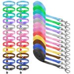 AOZUO 48 Pcs Small Dog Collar and Leash Set, Soft Nylon 8-14 Inch Adjustable Puppy Cat Kitten Collars with Bell Walking Training Rope for Newborn Small Pet (Multicolor, Solid Pattern)