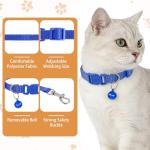 AOZUO 48 Pcs Small Dog Collar and Leash Set, Soft Nylon 8-14 Inch Adjustable Puppy Cat Kitten Collars with Bell Walking Training Rope for Newborn Small Pet (Multicolor, Solid Pattern)