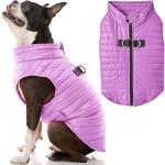 Gooby Puffer Vest Dog Jacket - Purple, X-Small - Ultra Thin Windbreaker with Dual D Ring Leash - Water Resistant Small Dog Sweater Coat