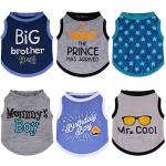 Sadnyy 6 Pack Winter Dog Shirt Boy Pet Clothes Doggy Tee Tank Top Kitten Shirts with Letters for Small Medium Dogs Cats Soft Cozy Chihuahua Vest Apparel for Dog Cat Puppy(Small)