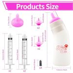 Xuanda Pet Feeding Nipple with Syringe, Soft Silicone Nursing Pet Feeding Bottle, Ventilation Valve Resistant Tearing for Puppies, Kittens, Rabbit, Small Wildlife (L Nipple,Pink)