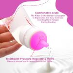Xuanda Pet Feeding Nipple with Syringe, Soft Silicone Nursing Pet Feeding Bottle, Ventilation Valve Resistant Tearing for Puppies, Kittens, Rabbit, Small Wildlife (L Nipple,Pink)