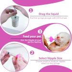Xuanda Pet Feeding Nipple with Syringe, Soft Silicone Nursing Pet Feeding Bottle, Ventilation Valve Resistant Tearing for Puppies, Kittens, Rabbit, Small Wildlife (L Nipple,Pink)