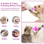 Xuanda Pet Feeding Nipple with Syringe, Soft Silicone Nursing Pet Feeding Bottle, Ventilation Valve Resistant Tearing for Puppies, Kittens, Rabbit, Small Wildlife (L Nipple,Pink)