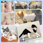 2 Pack Dog Cat Dresses for Small Dogs Girl Cute Heart & Floral Print Ruffle Sleeve Hem Breathable Stretchy Pet Puppy Cat Summer Clothes Outfits for Chihuahua Yorkie Teacup Extra Small Tiny Dogs