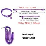XXS Dog Collar with Bell Leash Set, Nylon Paw Print Cat Collar and Leash Adjustable Buckle for Xs XSmall Small Puppy Dogs Girl Kitten Yorkie Chihuahua X-Small,Pale Purple