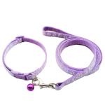 XXS Dog Collar with Bell Leash Set, Nylon Paw Print Cat Collar and Leash Adjustable Buckle for Xs XSmall Small Puppy Dogs Girl Kitten Yorkie Chihuahua X-Small,Pale Purple