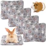 Tuanse 4 Pack Ultra Soft Dog Cat Bed Mat Small Animal Guinea Pig Bed with Cute Print Reversible Fleece Dog Crate Kennel Pad Cozy Washable Thickened Hamster Pet Beds Mat(13 x 10 Inches,Light Gray)