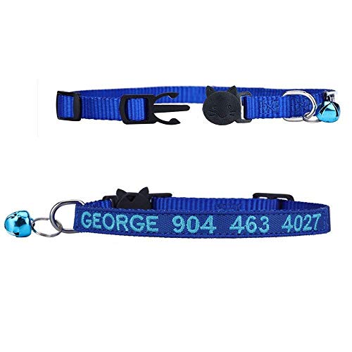 Personalized Embroidered Nylon Cat Collar with Bell
