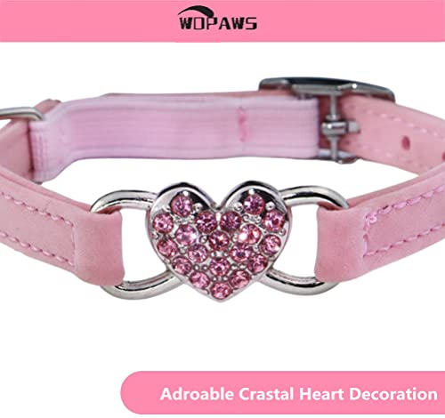 Heart Bling Cat Collar with Safety Bell - Pink