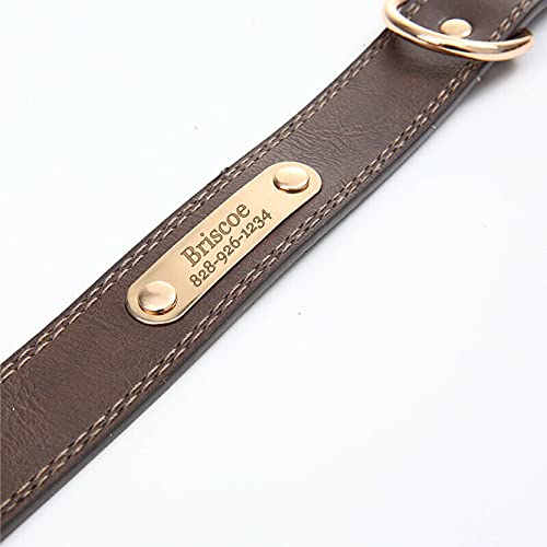 Custom Engraved Leather Dog Collar - Large Brown