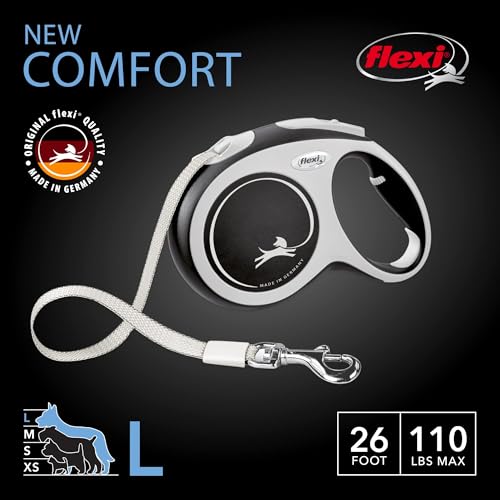 Comfort Retractable Dog Leash, 26 ft, Grey/Black
